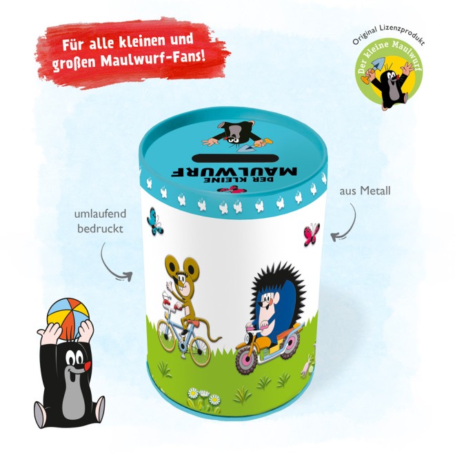 DER KLEINE MAULWURF Spardose "Fahrzeuge"