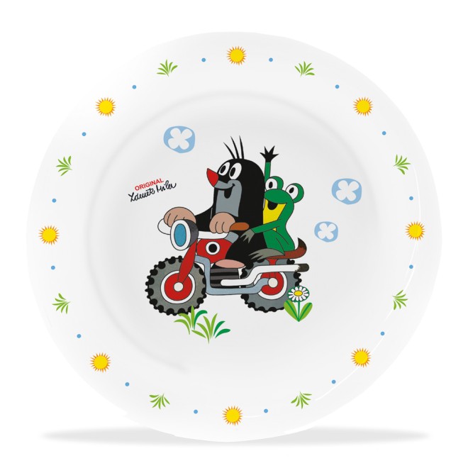 DER KLEINE MAULWURF 3tlg.Porzellan-Set "Motorrad"
