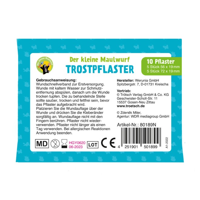 DER KLEINE MAULWURF Trostpflaster Maulwurf blau