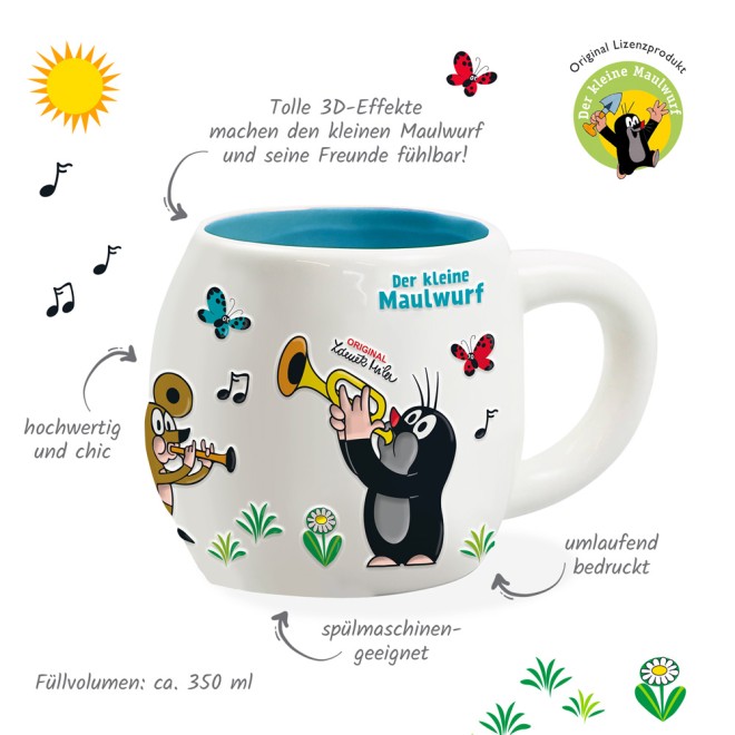 DER KLEINE MAULWURF 3D Keramiktasse "Musik"