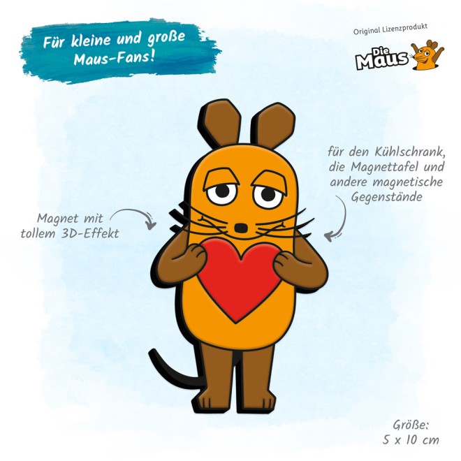 DIE MAUS 3D Magnet "Maus Herz"
