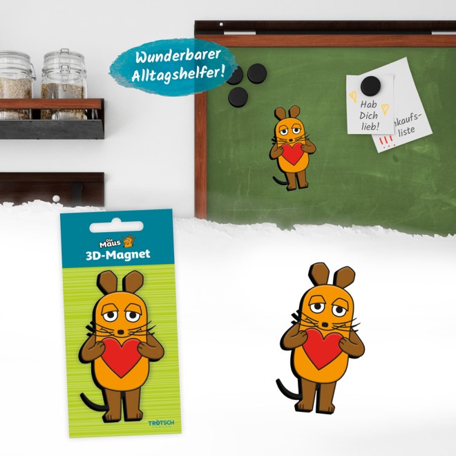 DIE MAUS 3D Magnet "Maus Herz"
