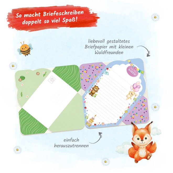Briefpapierbuch Meine ersten Briefe "Waldfreunde"
