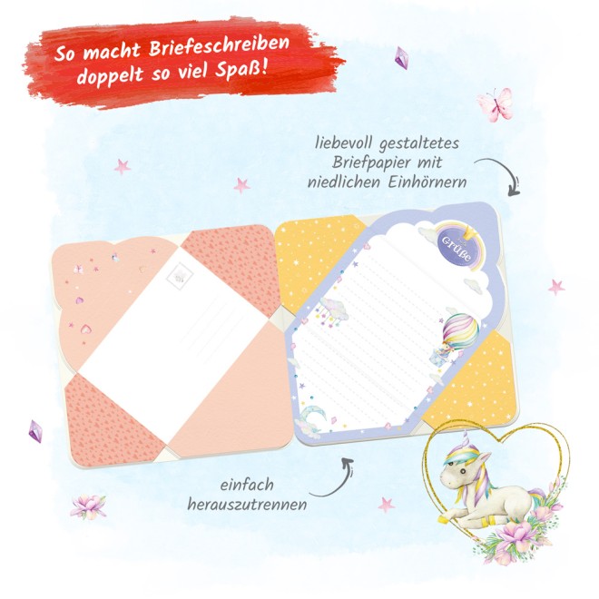 Briefpapierbuch Meine ersten Briefe "Einhorn"