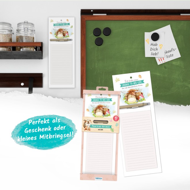 Notizblock mit Stift und Magnet "Waldfreunde"
