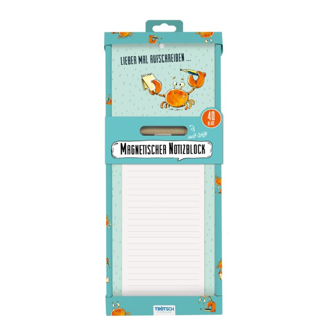 Notizblock mit Stift und Magnet "Krabbe"