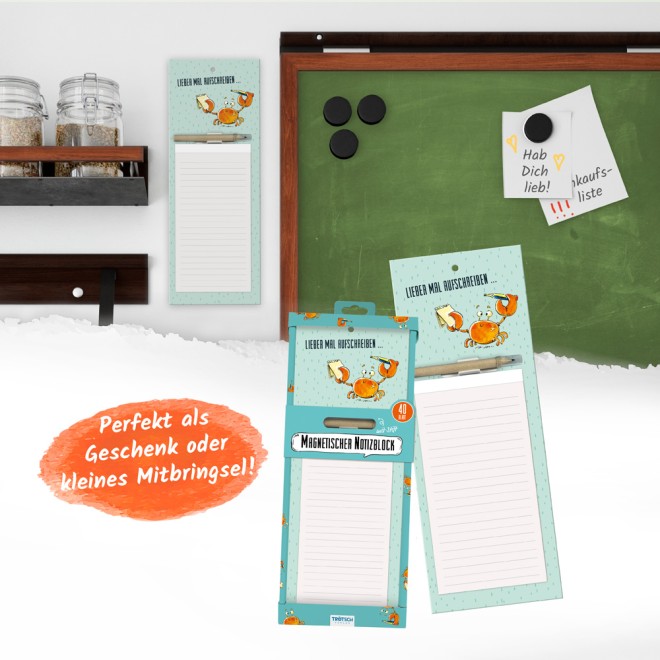 Notizblock mit Stift und Magnet "Krabbe"