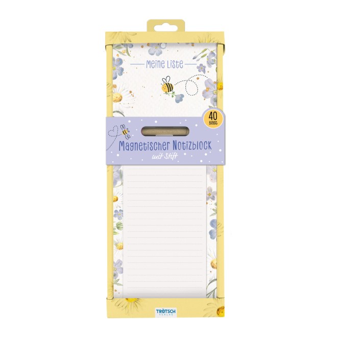 Notizblock mit Stift und Magnet "Bienchen"