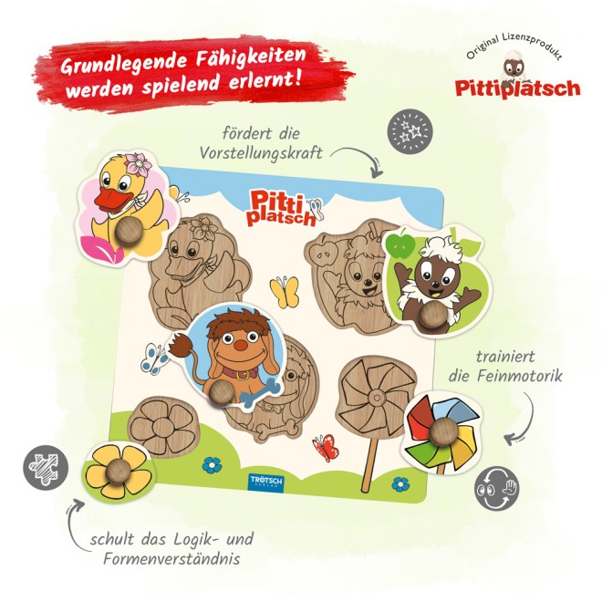 Unser Sandmännchen Holzlegespiel "Pittiplatsch"