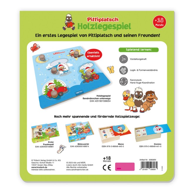 Unser Sandmännchen Holzlegespiel "Pittiplatsch"