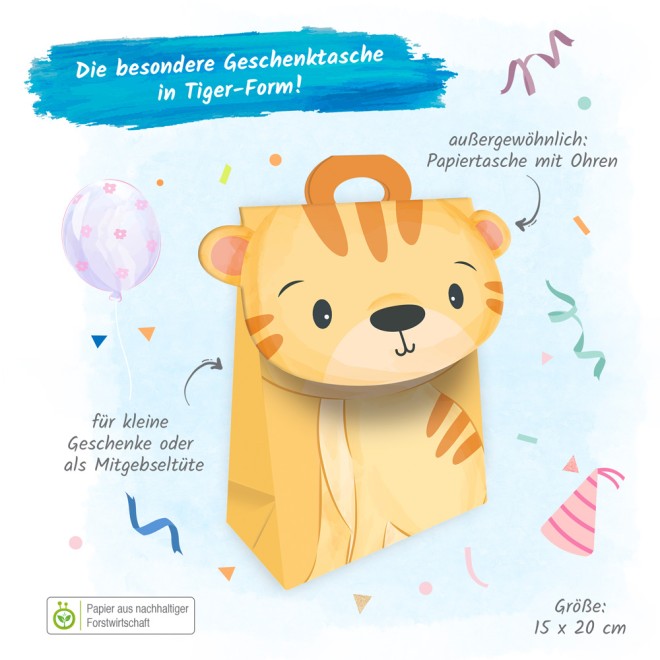 Geschenktasche mit Verschluß "Tiger"