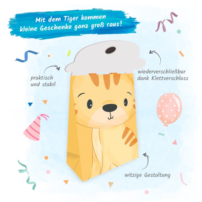 Geschenktasche mit Verschluß "Tiger"