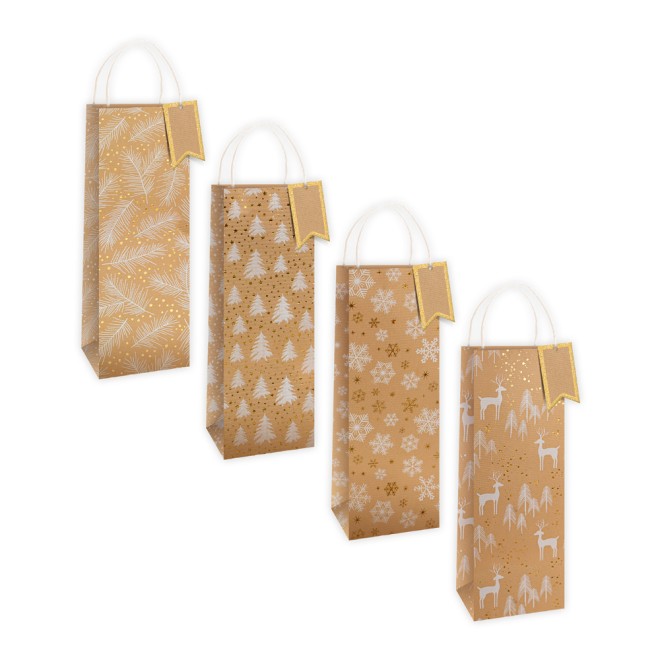 Weihnachts Flaschentasche Kraftpapier