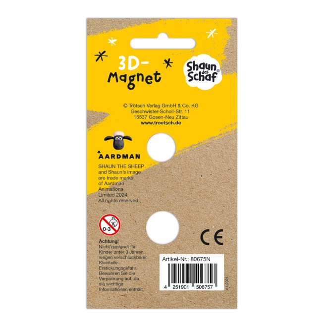 Shaun das Schaf 3D-Magnet sitzend