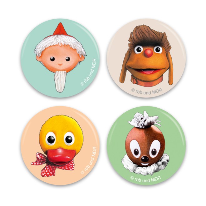 Unser Sandmännchen 4erSet Buttons "Sandmann-retro"