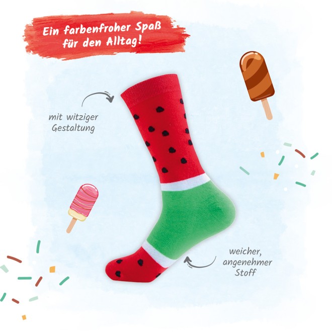 Socken am Stiel -Wassermelone-