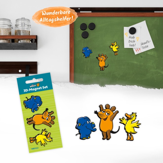 Die Maus 3er Set Magnete "Drei Freunde"