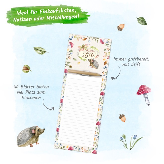 Waldidylle Notizblock m. Stift