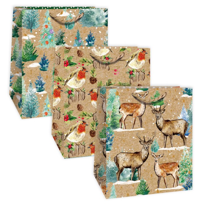 Weihnachtstasche Kraftpapier medium