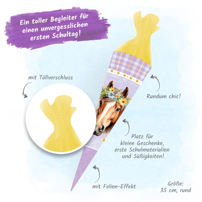 Schultüte Pferde 35 cm