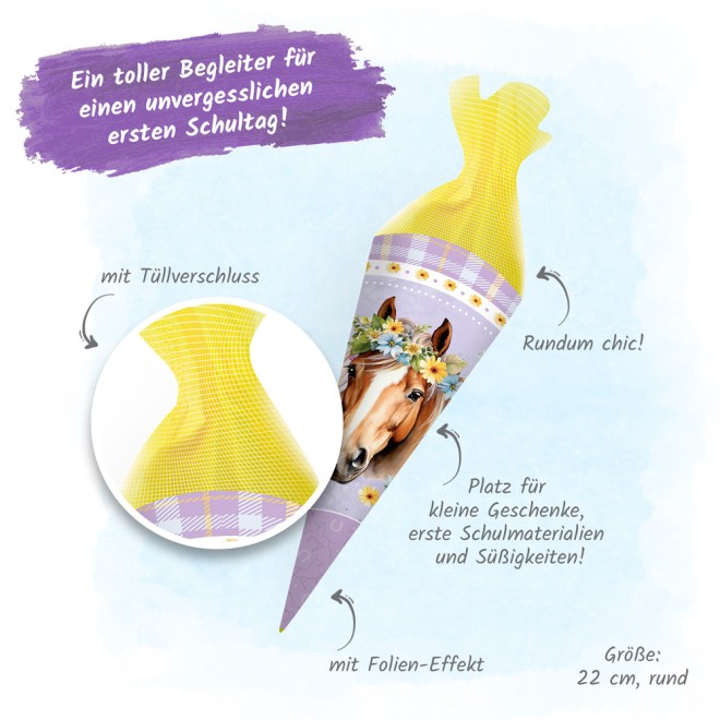 Schultüte Pferde 22 cm