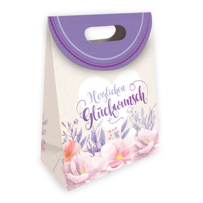 Geschenktasche mit Verschluss medium Blumen