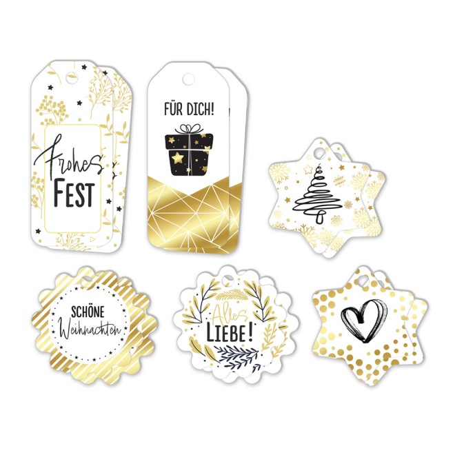 Geschenkanhänger Black and Gold Weihnachten