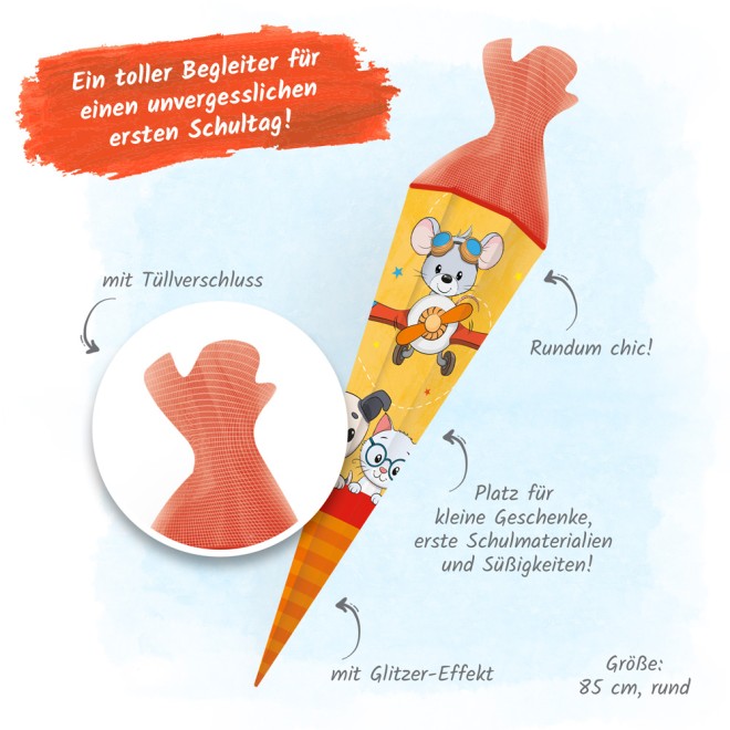 Schultüte 85cm Zum Schulstart Tierfreunde