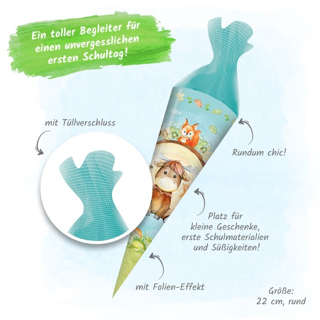 Schultüte Waldfreunde 22 cm