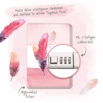 Tagebuch mit Zahlenschloss "Feather"