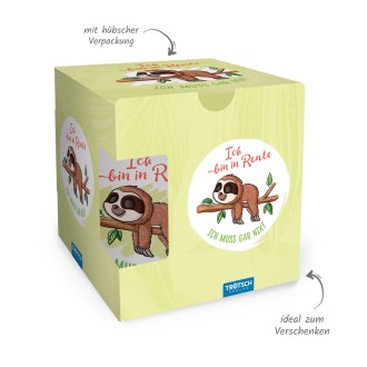 Tasse Rentner Faultier weiß grün