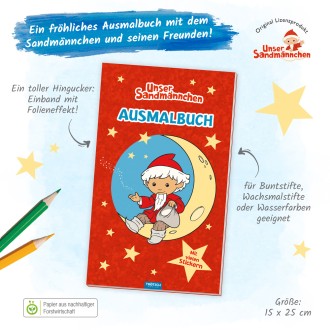 UNSER SANDMÄNNCHEN Malbuch/Ausmalbuch mit Stickern