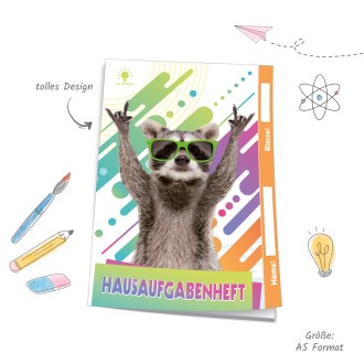 Hausaufgabenheft für Schlaue Waschbär