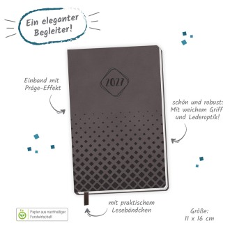 Taschenkalender A6 Soft Touch Anthrazit 2027
