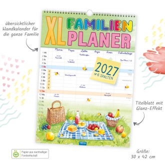 Großbildkalender XL Familienplaner 2027 mit 6 Spalten