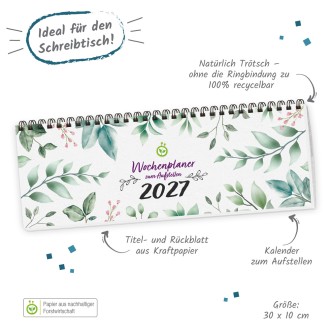 Wochenplaner zum Aufstellen Natur 2027