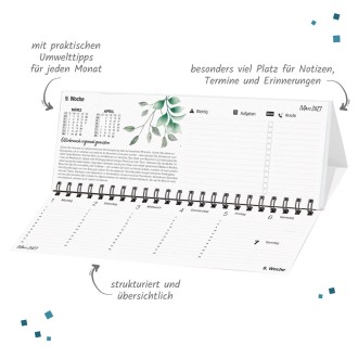 Wochenplaner zum Aufstellen Natur 2027