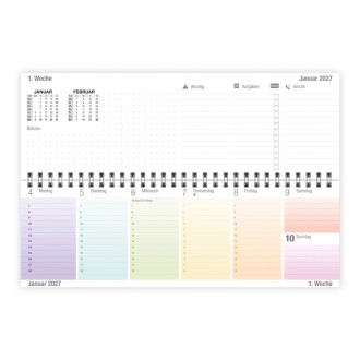 Schreibtischquerkalender Timer Farben 2027