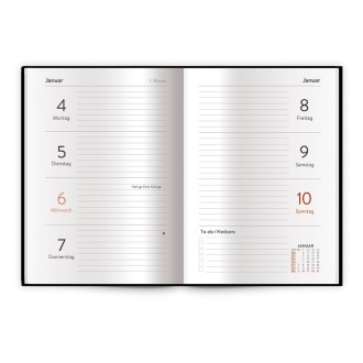 Taschenkalender A6 schwarz 2027