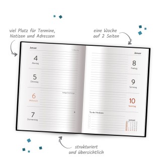 Taschenkalender A6 schwarz 2027