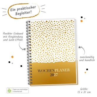 Wochenplaner A5 mit Wire-O Gold 2027