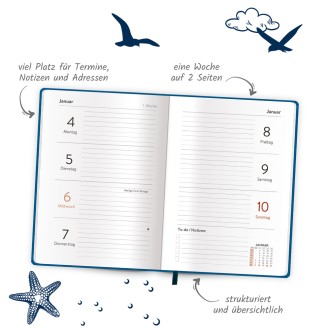 Taschenkalender A6 Soft Touch Maritim 2027