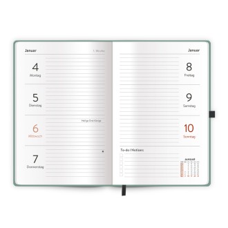 Taschenkalender A6 Soft Touch Premium Aquamarin 2027