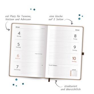 Taschenkalender A6 Soft Touch Premium Sand 2027