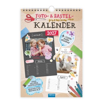 Foto- und Bastelkalender Premium A4 2027 mit vielen Stickern