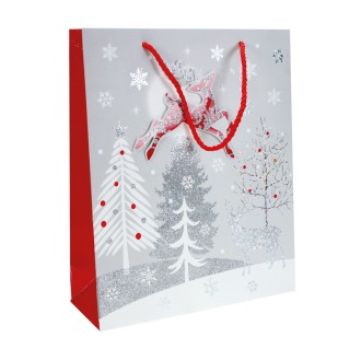 Weihnachtstasche rot/silber mini