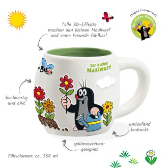 DER KLEINE MAULWURF 3D Keramiktasse "Garten"