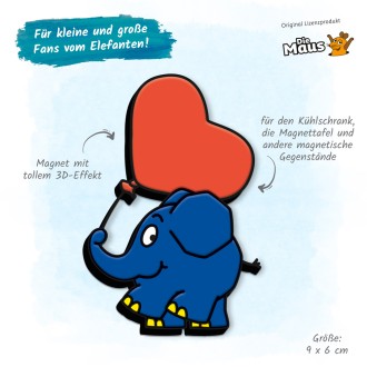 DIE MAUS Magnet "Elefant Herzballon"