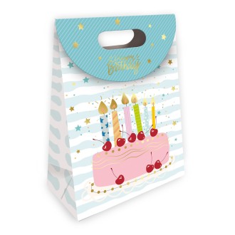 Geschenktasche mit Verschluss medium Birthday