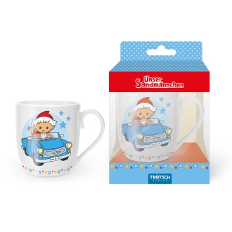 Unser Sandmännchen Kindertasse Geschenktasse aus Porzellan Sandmännchen im Auto